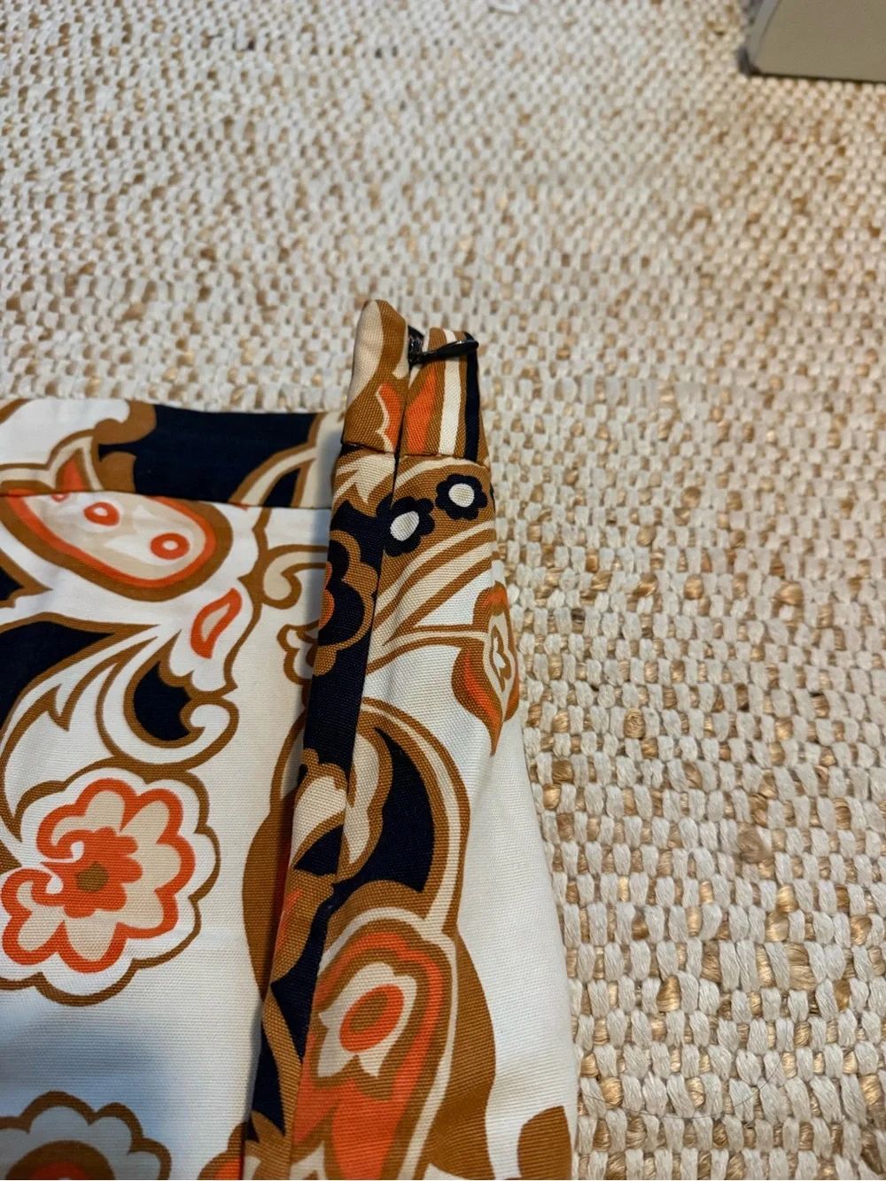 J. Crew Abstract Paisley Mini Skirt in Orange and Navy